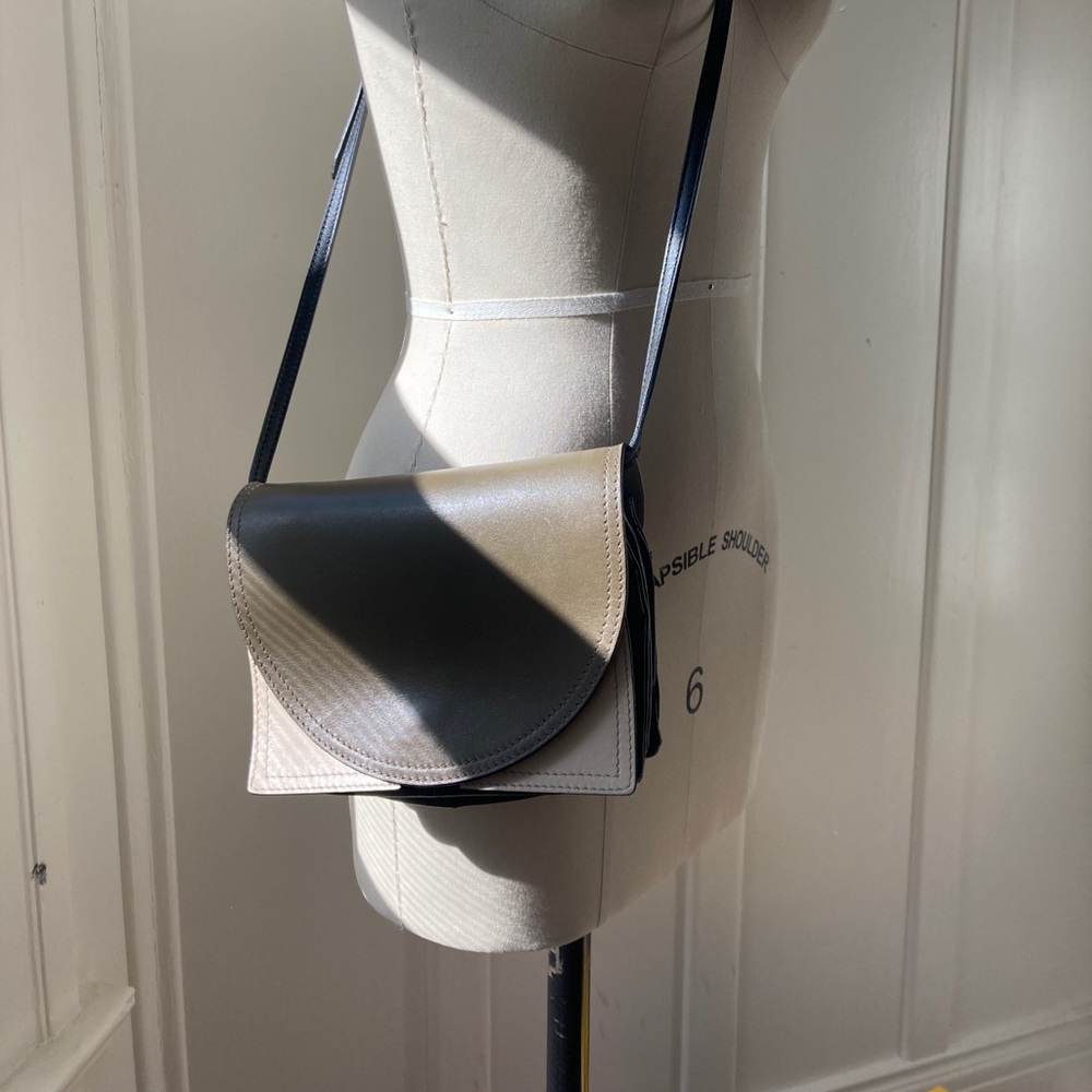 Max Mara leather tricolor trio flap crossbody bag or clutch